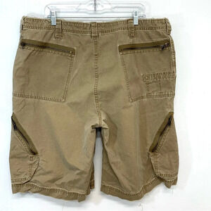 Cargo Supply Shorts Men 40 Brown Utility Pockets Raw Edge 100% Cotton Streetwear